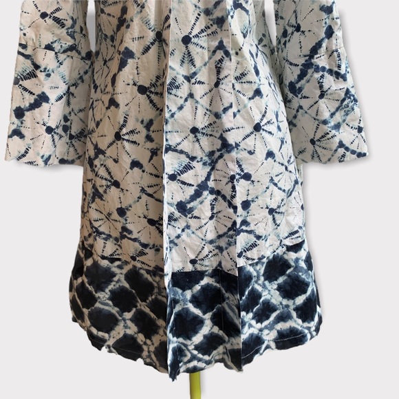 Thakoon For Target Long Sleeve Shibori Button Down Bohemian Cotton Dress - Picture 12 of 16